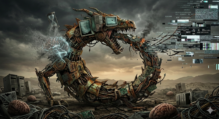 AI Is Self-Destructing:  Running Out of Human Brains and Eating Its' Own Shit.