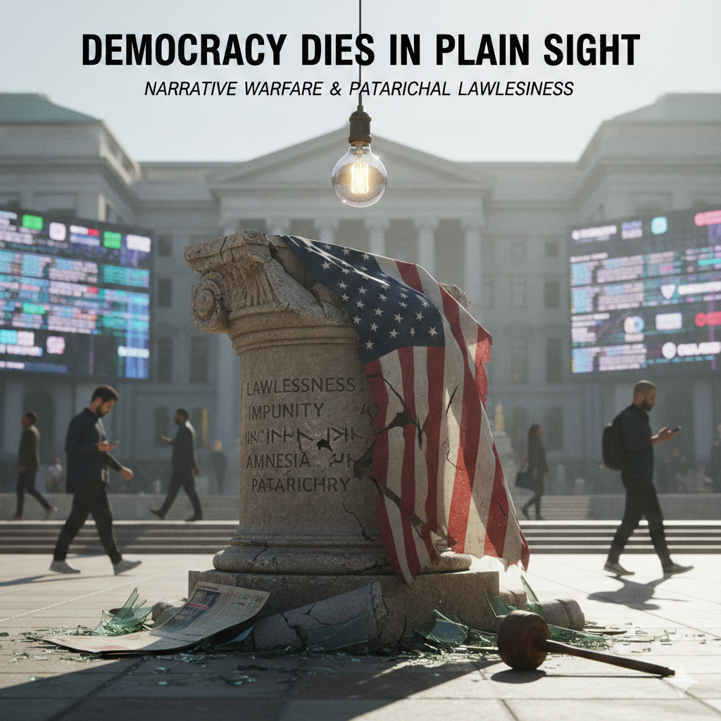 Democracy Does Not Die in Darkness It Dies in Plain Sight—Through Narrative Warfare, Amnesia, and Patriarchal Lawlessness