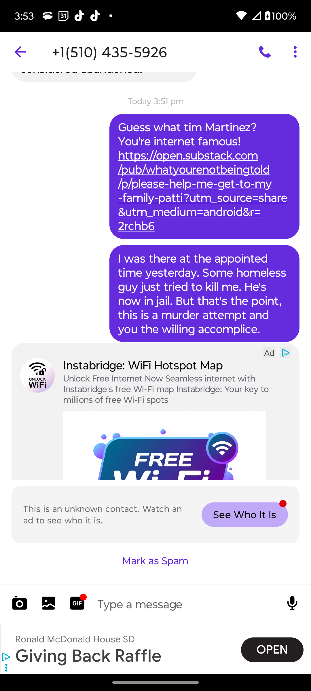 BACS and Tim Martinez are women traffickers and murderers. I will be killed and it's on all of you. This is not a "gee, that's terrible" problem. You drop everything and end the patriarchy.